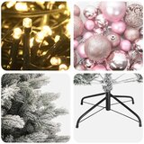  Umjetno božićno drvce s kuglicom 180 cm 300 LED lampica - Zelena i bijela 180 cm s LED-ima i ružičastim lopticama | shoptok.hr