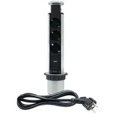 mitea electric popup nameštajska priključnica trostruka + usb tip-a+tip-c 5V 2.1A 10W ME-PN-1203-UBS/S-3 1.8m 16A 250V-3600W 3x1.5mm2