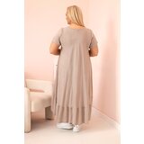 Kesi Włoski Plus size women's dress with short sleeves and ruffle made of light viscose fango | Shoptok.si