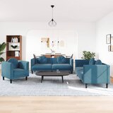 vidaXL 3-dijelni set sofa s jastucima plavi baršunasti | shoptok.hr