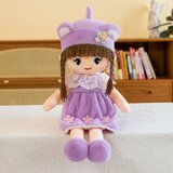 Plišana krpena lutka u ljubičastoj haljini sa pletenicama - 45 cm | shoptok.hr