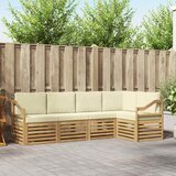  Sekcijska garnitura 5 pcs Bijela i krem Čvrsto drvo akacije | shoptok.hr