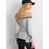 Fashionhunters Gray Spanish blouse with wide sleeves