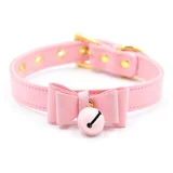 LATETOBED BDSM Line Golden Kitty Cat Collar with Bell Pink