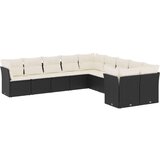  10-dijelni set vrtnih sofa s jastucima crni od poliratana | shoptok.hr