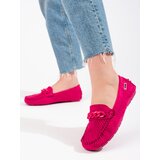 SHELOVET Openwork women's suede moccasins pink Cene