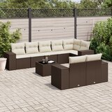  9-dijelni set vrtnih sofa s jastucima poliratan smeđi | shoptok.hr