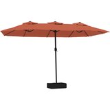  Dvostruki vrtni suncobran s LED svjetlima terakota 449 x 265 cm | shoptok.hr