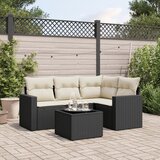 Maison Chic Seti vrtnega pohištva - Vrtna garnitura - Vrtni pohištvo set 5-delna z blazinami črn poli ratan, (21818016) | Shoptok.si