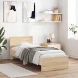 Maison Chic Posteljni okvir - Enojna postelja - Postelja za odrasle z vzglavjem sonoma hrast 75x190 cm inž. les-J16408, (21774886) | Shoptok.si