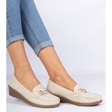 Gemre Beige Women's Wedge Loafers Sameri | Shoptok.si