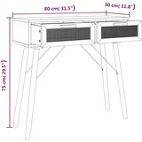  Konzolni stol crni 80x30x75 cm od borovine i prirodnog ratana | shoptok.hr