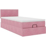 vidaXL Otomanski posteljni okvir z vzmetnico roza 90x190 cm žamet | Shoptok.si