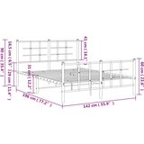 Metalni okvir kreveta uzglavlje i podnožje bijeli 135 x 190 cm | shoptok.hr