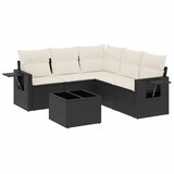 Maison Chic Seti vrtnega pohištva - Vrtna garnitura - Vrtni pohištvo set 6-delna z blazinami črna poli ratan, (21807331) | Shoptok.si