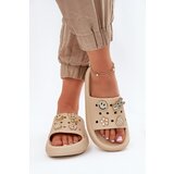 VINCEZA Women's Foam Slippers With Embellishments Beige 76055 | shoptok.hr