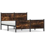 vidaXL Kovinski posteljni okvir brez vzmetnice dimljen hrast 140x190cm Cene