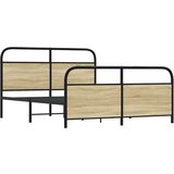 Metalni Kovinski posteljni okvir brez vzmetnice sonoma hrast 150x200 cm, (21608286) | Shoptok.si