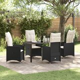 vidaXL 5-delni set vrtne jedilne mize s blazinami črnih poli ratanskih | Shoptok.si