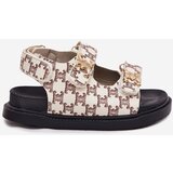 Boto Children's Velcro Sandals With Golden Details Beige Cavina | Shoptok.si
