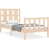 The Living Store Posteljni okvir z vzglavjem 90x190 cm trden les - Posteljni Okvir, (21530694) | Shoptok.si