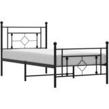  The Living Store Kovinski posteljni okvir z vzglavjem in vznožjem črn 90x190 cm - Posteljni Okvir, (21455603) | Shoptok.si