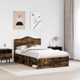  Krevetna konstrukcija s uzglavljem Dimljeni hrast 135 x 190 cm | shoptok.hr
