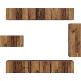 vidaXL Set TV kabineta s policom Ostalo s pohranom s vratima 8 pcs Staro drvo 30.5 x 30 x 90 cm | shoptok.hr