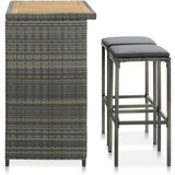 Poli Barska garnitura 3-delna poli ratan siva | Shoptok.si