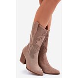 S. BARSKI Perforated Cowboy Boots On Heel Beige S.Barski | ePonuda.com