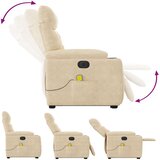 vidaXL Električni masažni naslanjač krem mikrovlakna | Shoptok.si