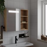 vidaXL Kopalniška omarica z ogledalom z LED lučko hrast 60x13x52 cm Cene