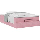 vidaXL Otomanski posteljni okvir z vzmetnico roza 120x200 cm žamet, (21609512) | Shoptok.si