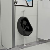  Zidni pisoar s ventilom za ispiranje keramički crni | shoptok.hr
