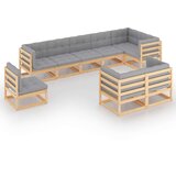  Sedežna garnitura 9-delna z blazinami trdna borovina | Shoptok.si