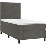 Box spring krevet s madracem tamnosivi 90x200 cm baršunasti | shoptok.hr