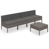  Vrtna sedežna garnitura 5-delna z blazinami poli ratan siva, (20676076) | Shoptok.si