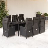 vidaXL 9-dijelni vrtni blagovaonski set s jastucima crni od poliratana | shoptok.hr