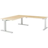 mauser Pisalna miza, s priključkom, ŠxG 1600 x 800 mm, kotni element na desni strani (širina 1200 mm), plošča imitacija javorja, ogrodje aluminijasto | Shoptok.si