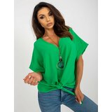Fashion Hunters Green Women's Casual Blouse with Necklace cene