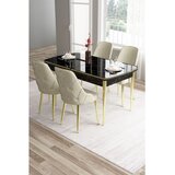 Hanah home trpezarijski set Tia, sto i 4 stolice, ploča u dekoru crnog mermera, zlatne noge, krem tkanina Babyface | Eponuda.com