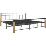 The Living Store Posteljni okvir kovina in trdna hrastovina 200x200 cm - Posteljni Okvir, (21526561) | Shoptok.si