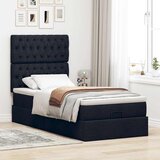  Otomanski okvir kreveta s madraca crni 90x190cm od tkanine | shoptok.hr