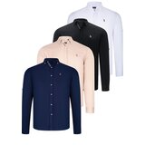 Dewberry QUAD SET G674 MENS SHIRT-BLACK-WHITE-NAVY BLUE-BEIGE Cijene