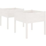 vidaXL Vrtno cvetlično korito 2 kosa belo 70x70x70 cm trdna borovina | Shoptok.si