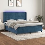  The Living Store Box spring postelja z vzmetnico LED temno modra 180x200cm žamet - Box Spring Postelja, (21488560) Cene
