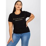 Fashion Hunters Black plus size t-shirt with gold print Cene