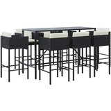 The Living Store Vrtna barska garnitura z blazinami 9-delna črna poli ratan - Vrtna Barska Garnitura, (21459731) | Shoptok.si