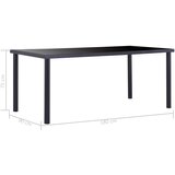  Blagovaonski stol crni 180 x 90 x 75 cm od kaljenog stakla | shoptok.hr