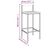  5-dijelni vrtni barski set sivi od poliratana i drva bagrema Siva 110 cm table length | shoptok.hr